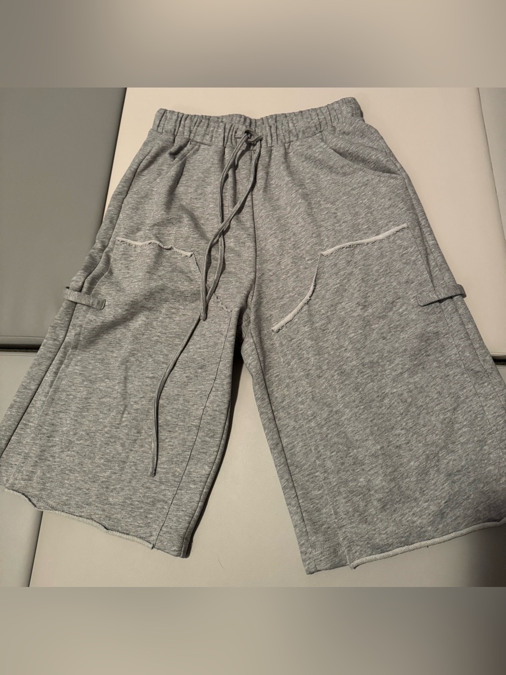 Heather Gray Drawstring Cargo Sweatshorts